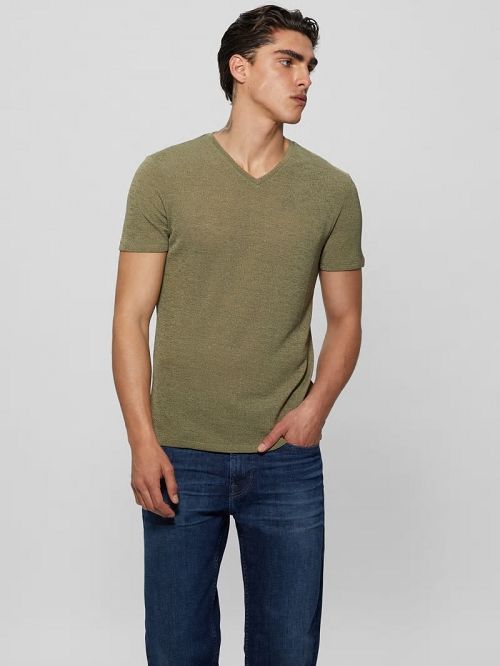 Guess Gauze V-Neck Tee Verzi | GUESS-SN30535