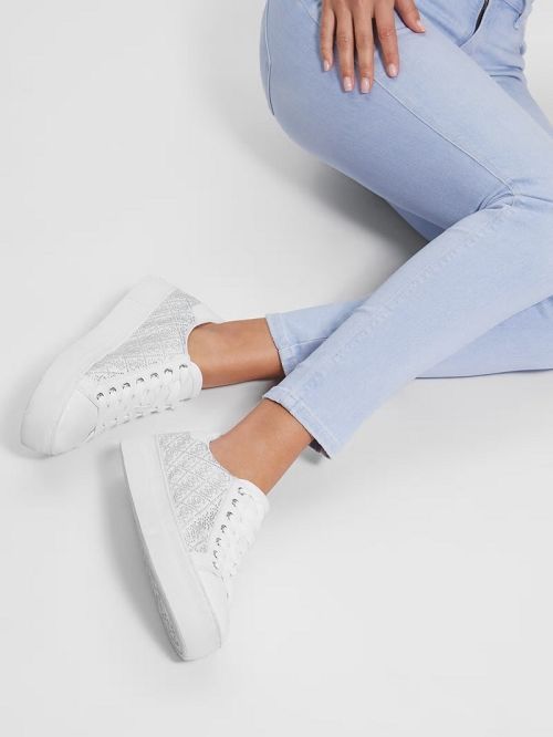 Guess Gelsen Rhinestone Logo Low-Top Sneakers Argintii | GUESS-SN29538
