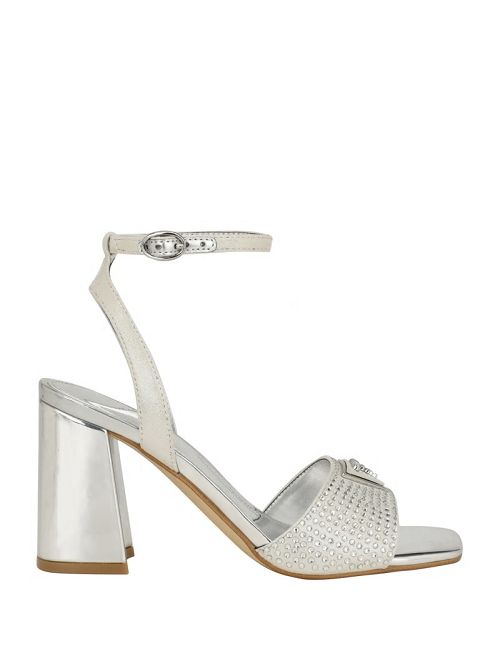 Guess Gelya Triangle Blocked Heels Argintii | GUESS-SN29766