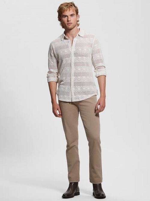 Guess Geo Crochet Shirt Albi | GUESS-SN31251