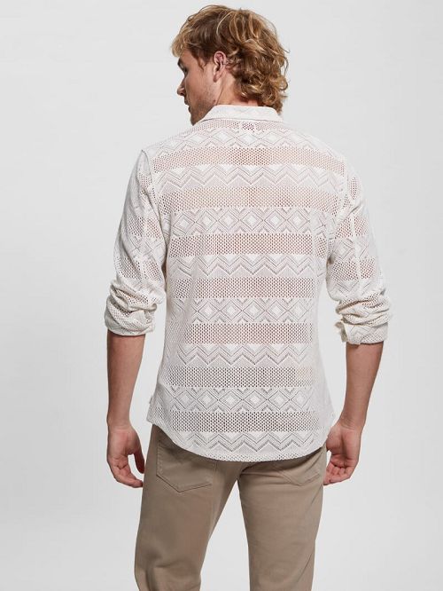 Guess Geo Crochet Shirt Albi | GUESS-SN31251