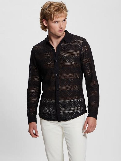 Guess Geo Crochet Shirt Negrii | GUESS-SN31222