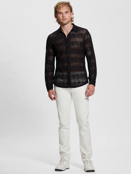 Guess Geo Crochet Shirt Negrii | GUESS-SN31222