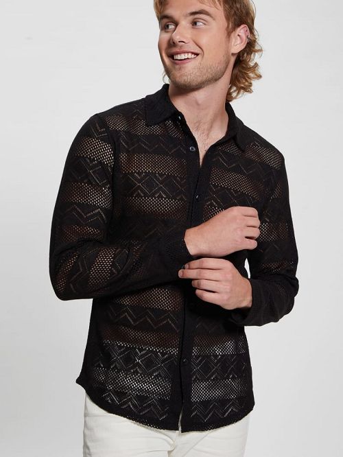 Guess Geo Crochet Shirt Negrii | GUESS-SN31222