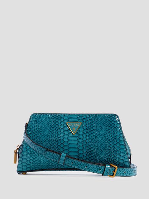 Guess Georgina Top-Zip Crossbody Albastri | GUESS-SN29005