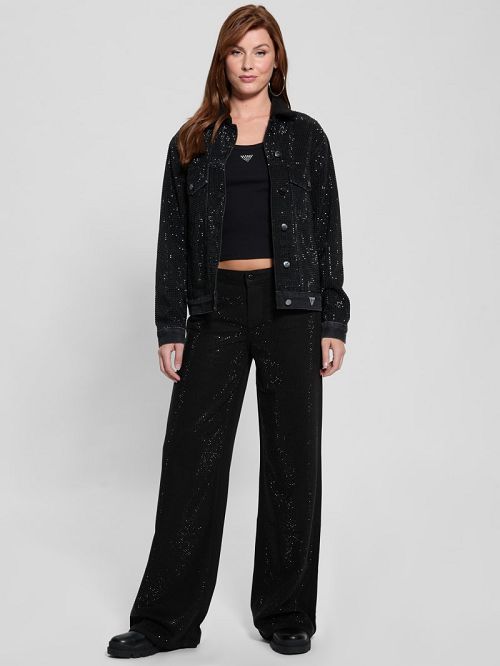 Guess Gilda Rhinestone Denim Jacket Negrii | GUESS-SN27931