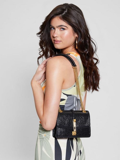 Guess Gilded Glamour Mini Convertible Crossbody Negrii | GUESS-SN28740