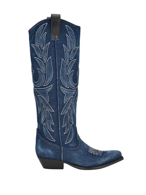Guess Ginnifer Knee High Denim Cowboy Boots Albastri | GUESS-SN29928