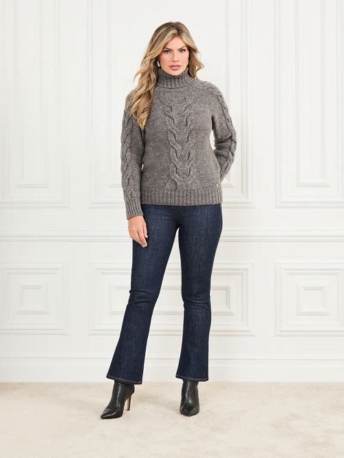 Guess Ginny Cable-Knit Sweater Gri | GUESS-SN27388