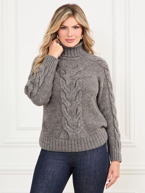 Guess Ginny Cable-Knit Sweater Gri | GUESS-SN27388