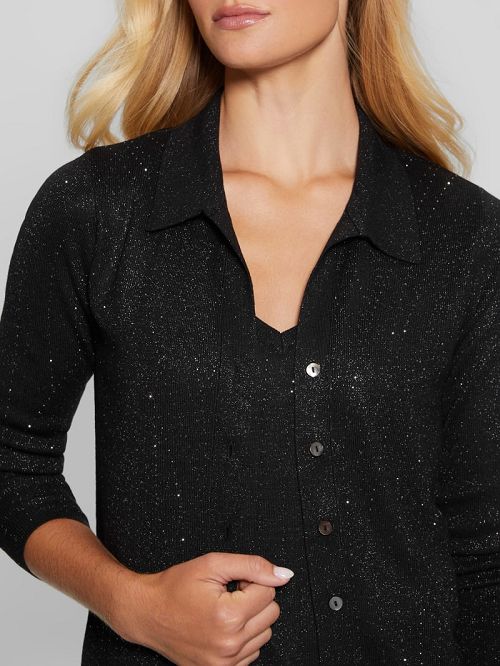 Guess Giovanna Rhinestone Sweater Shirt Negrii | GUESS-SN27844