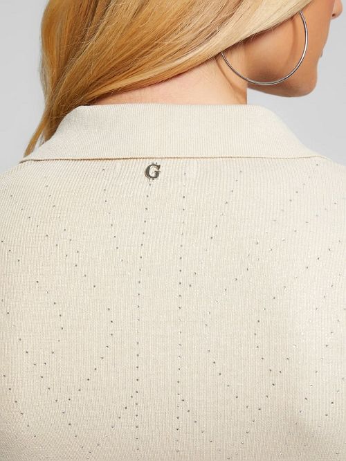 Guess Giovanna Rhinestone Sweater Shirt Albi | GUESS-SN27847