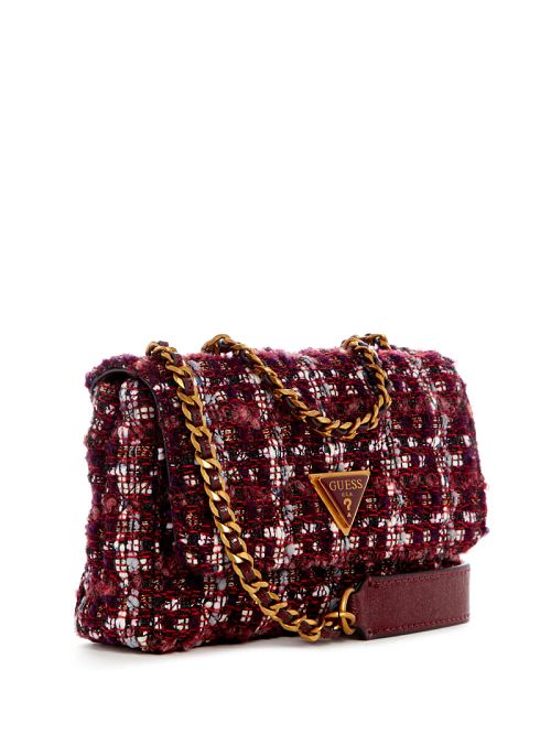 Guess Giully Mini Tweed Convertible Crossbody Rosii | GUESS-SN28847