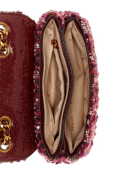 Guess Giully Mini Tweed Convertible Crossbody Rosii | GUESS-SN28847