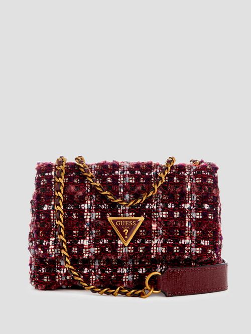 Guess Giully Mini Tweed Convertible Crossbody Rosii | GUESS-SN28847