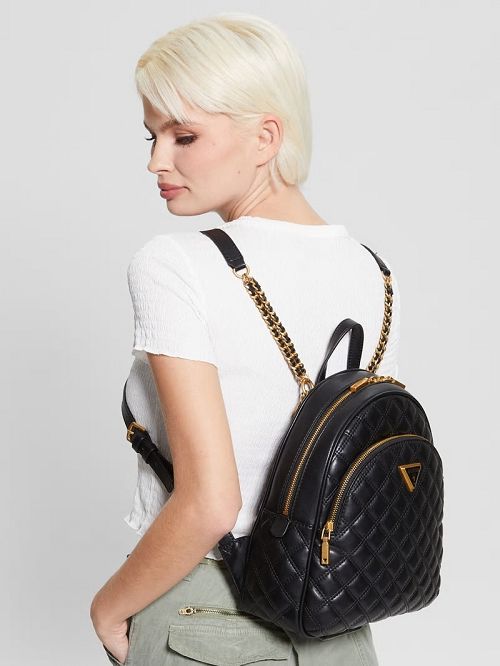 Guess Giully Quilted Backpack Negrii | GUESS-SN29488