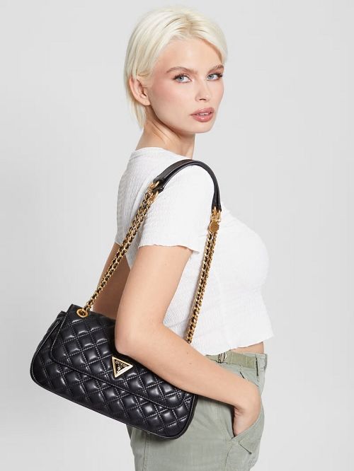 Guess Giully Quilted Convertible Crossbody Negrii | GUESS-SN29095