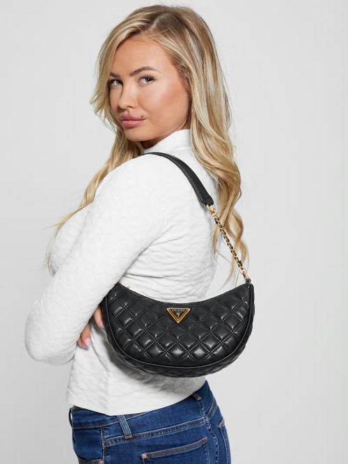Guess Giully Quilted Top-Zip Shoulder Bag Negrii | GUESS-SN29139