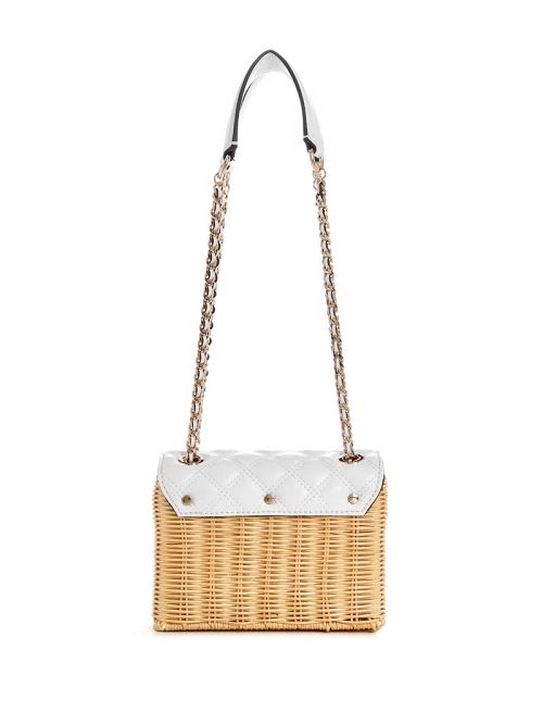 Guess Giully Straw Convertible Crossbody Albi | GUESS-SN28770