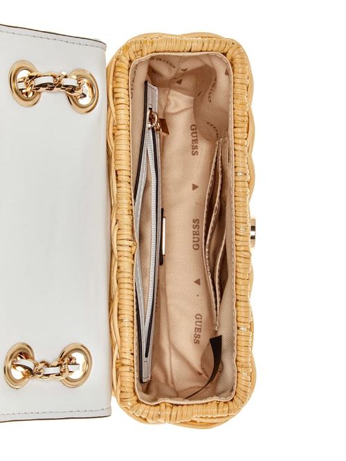 Guess Giully Straw Convertible Crossbody Albi | GUESS-SN28770