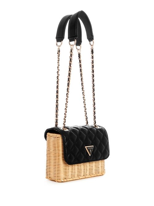 Guess Giully Straw Convertible Crossbody Negrii | GUESS-SN29122