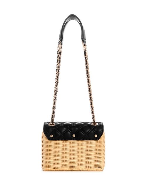 Guess Giully Straw Convertible Crossbody Negrii | GUESS-SN29122