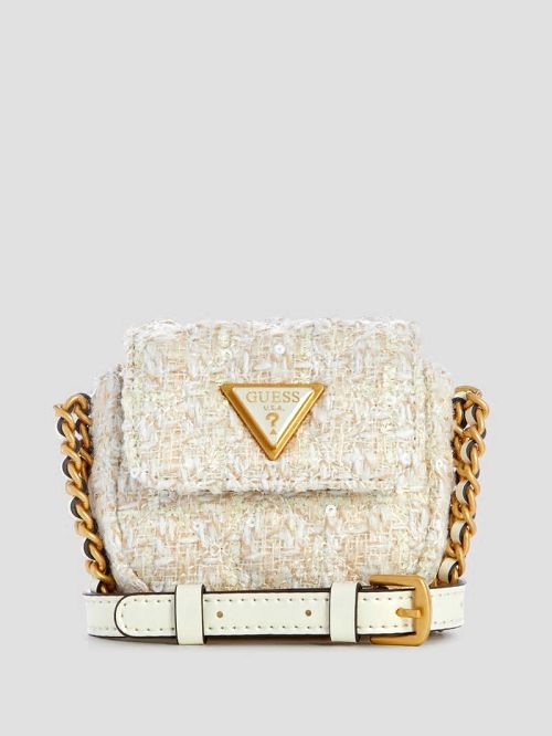 Guess Giully Tweed Micro Mini Crossbody Albi | GUESS-SN28819