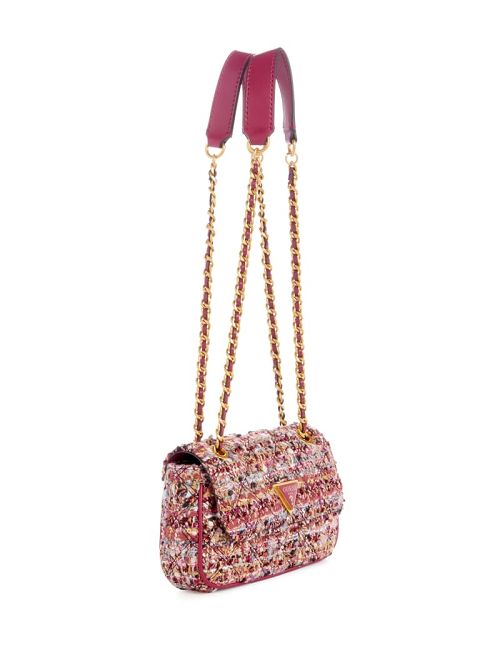 Guess Giully Tweed Mini Convertible Crossbody Violet | GUESS-SN28833