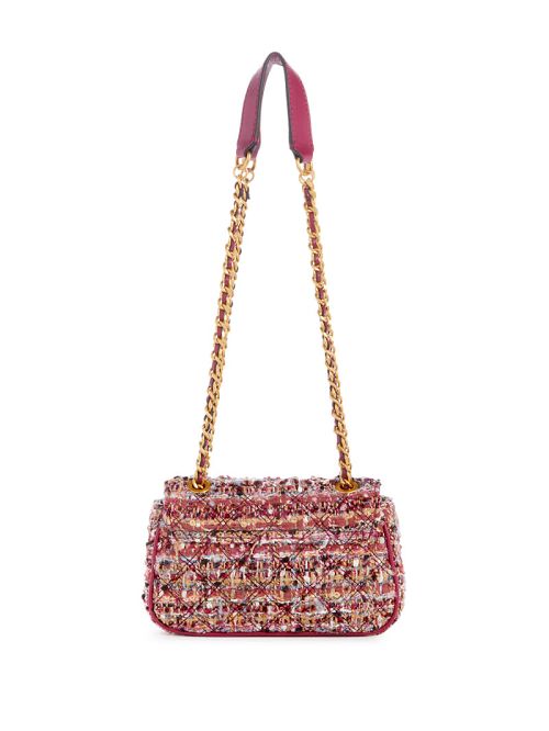 Guess Giully Tweed Mini Convertible Crossbody Violet | GUESS-SN28833