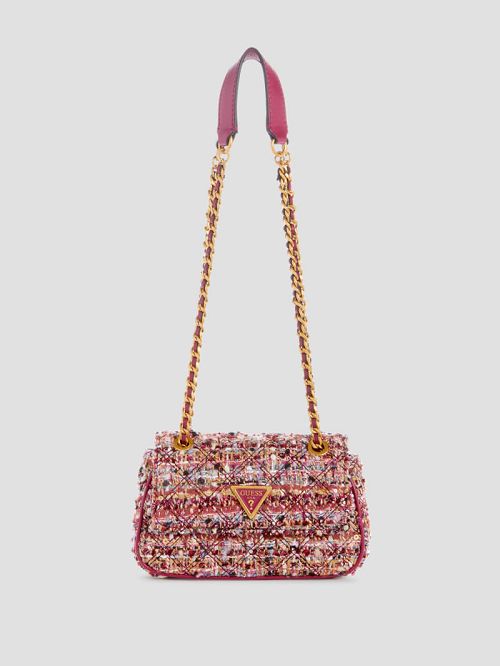 Guess Giully Tweed Mini Convertible Crossbody Violet | GUESS-SN28833
