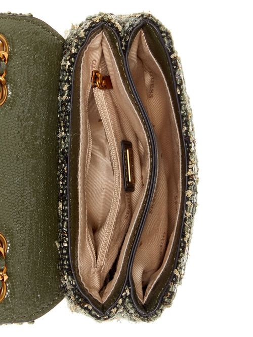 Guess Giully Tweed Mini Convertible Crossbody Verzi | GUESS-SN28995