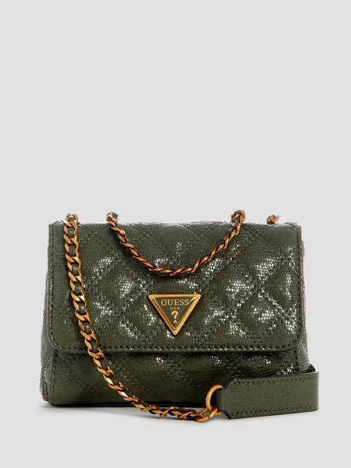Guess Giully Tweed Mini Convertible Crossbody Verzi | GUESS-SN29036