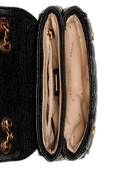 Guess Giully Tweed Mini Convertible Crossbody Negrii | GUESS-SN29045