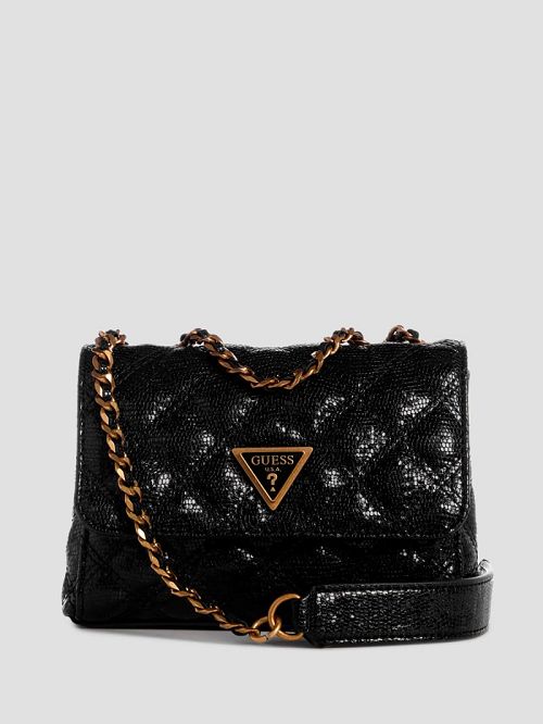 Guess Giully Tweed Mini Convertible Crossbody Negrii | GUESS-SN29045