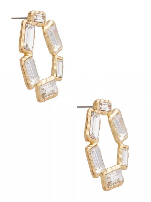 Guess Gold-Tone Baguette Open Earrings Aurii | GUESS-SN30311