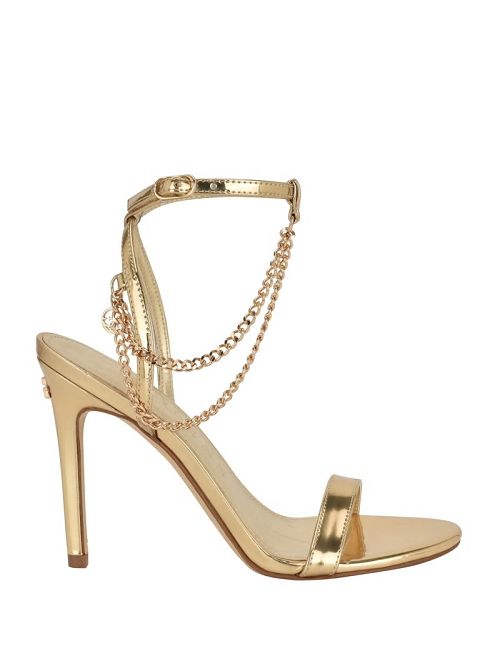 Guess Gold-Tone Chain Strap Heels Aurii | GUESS-SN29736