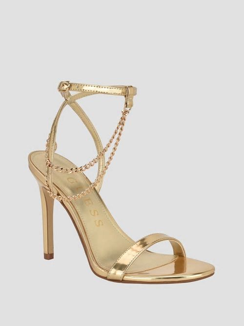 Guess Gold-Tone Chain Strap Heels Aurii | GUESS-SN29736