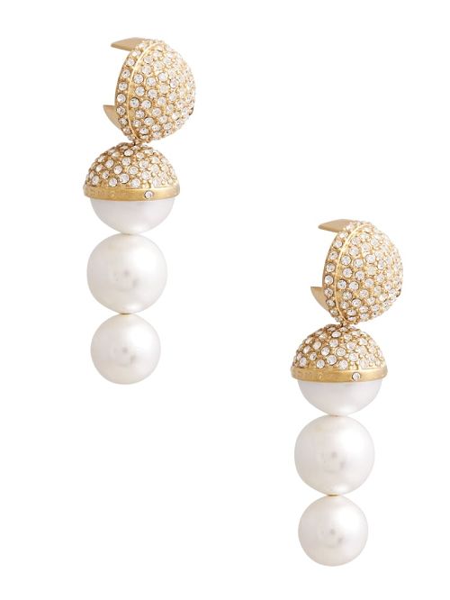 Guess Gold-Tone Crystal Ball and Faux Pearl Drop Earring Aurii | GUESS-SN30275