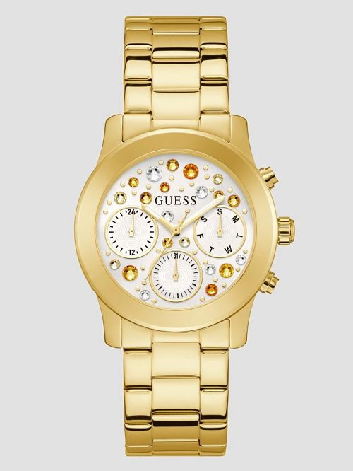 Guess Gold-Tone Crystal Multifunction Watch Aurii | GUESS-SN29973