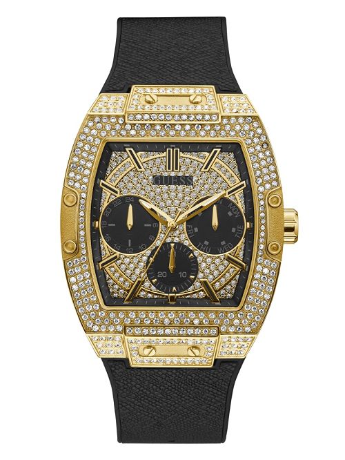 Guess Gold-Tone Crystal Multifunction Watch Negrii | GUESS-SN31650