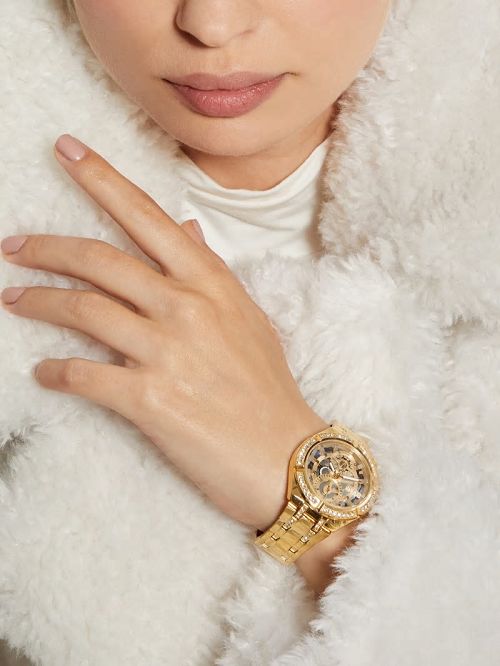 Guess Gold-Tone Cut-Through Multifunction Watch Aurii | GUESS-SN29977