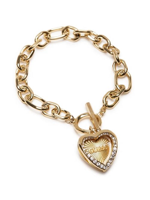 Guess Gold-Tone Heart T-Bar Chain Bracelet Aurii | GUESS-SN30251
