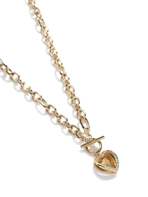 Guess Gold-Tone Heart T-Bar Chain Necklace Aurii | GUESS-SN30248