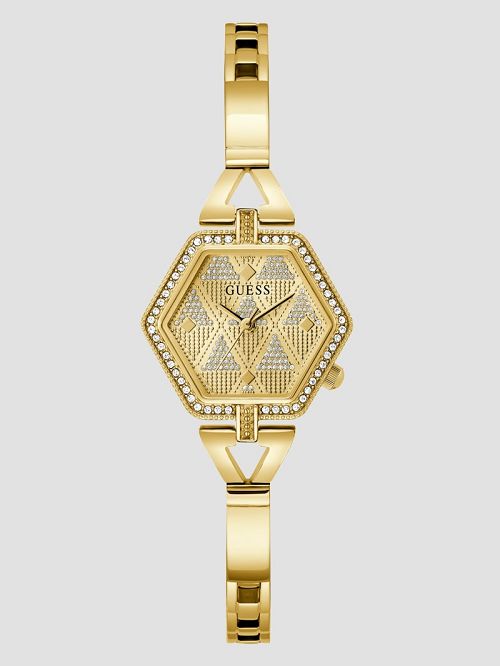Guess Gold-Tone Hexagon Analog Watch Aurii | GUESS-SN29997