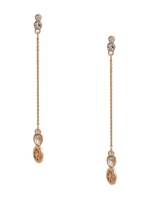 Guess Gold-Tone Linear Crystal and Logo Earrings Aurii | GUESS-SN30307