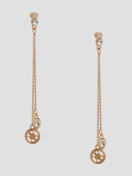 Guess Gold-Tone Linear Crystal and Logo Earrings Aurii | GUESS-SN30307