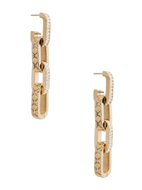 Guess Gold-Tone Matelassé and Pavé Link Earrings Aurii | GUESS-SN30276