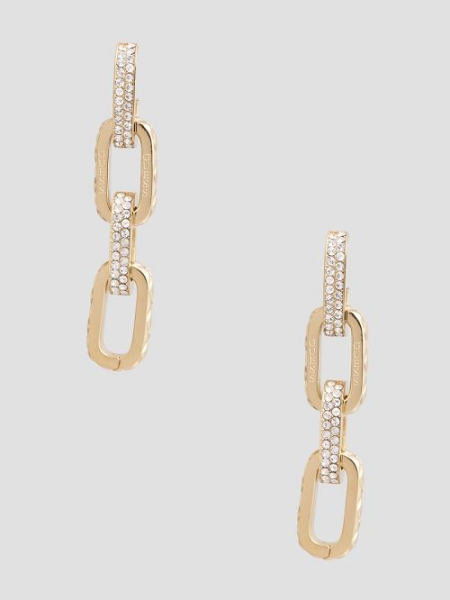 Guess Gold-Tone Matelassé and Pavé Link Earrings Aurii | GUESS-SN30276