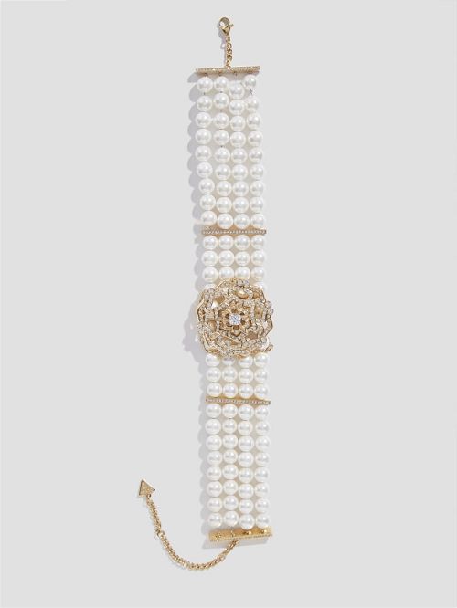 Guess Gold-Tone Mother of Pearl Peony Choker Aurii | GUESS-SN30246
