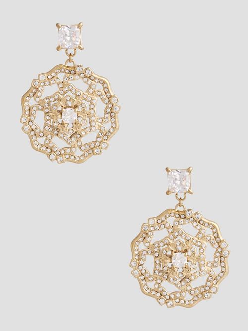 Guess Gold-Tone Peony Pendant Stud Earrings Aurii | GUESS-SN30282
